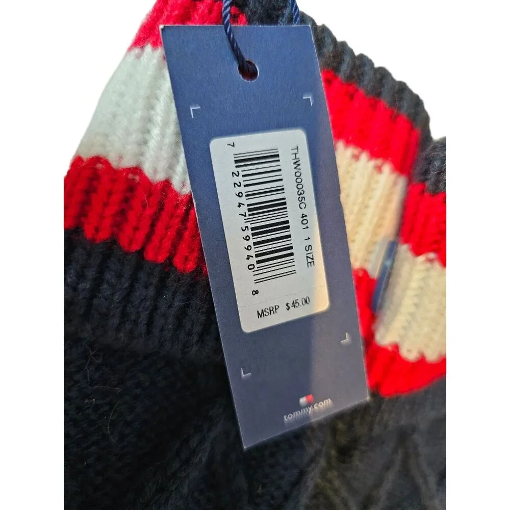 Tommy Hilfiger Acrylic Mittens Womens Blue Red White NWT Designer One Size NEW